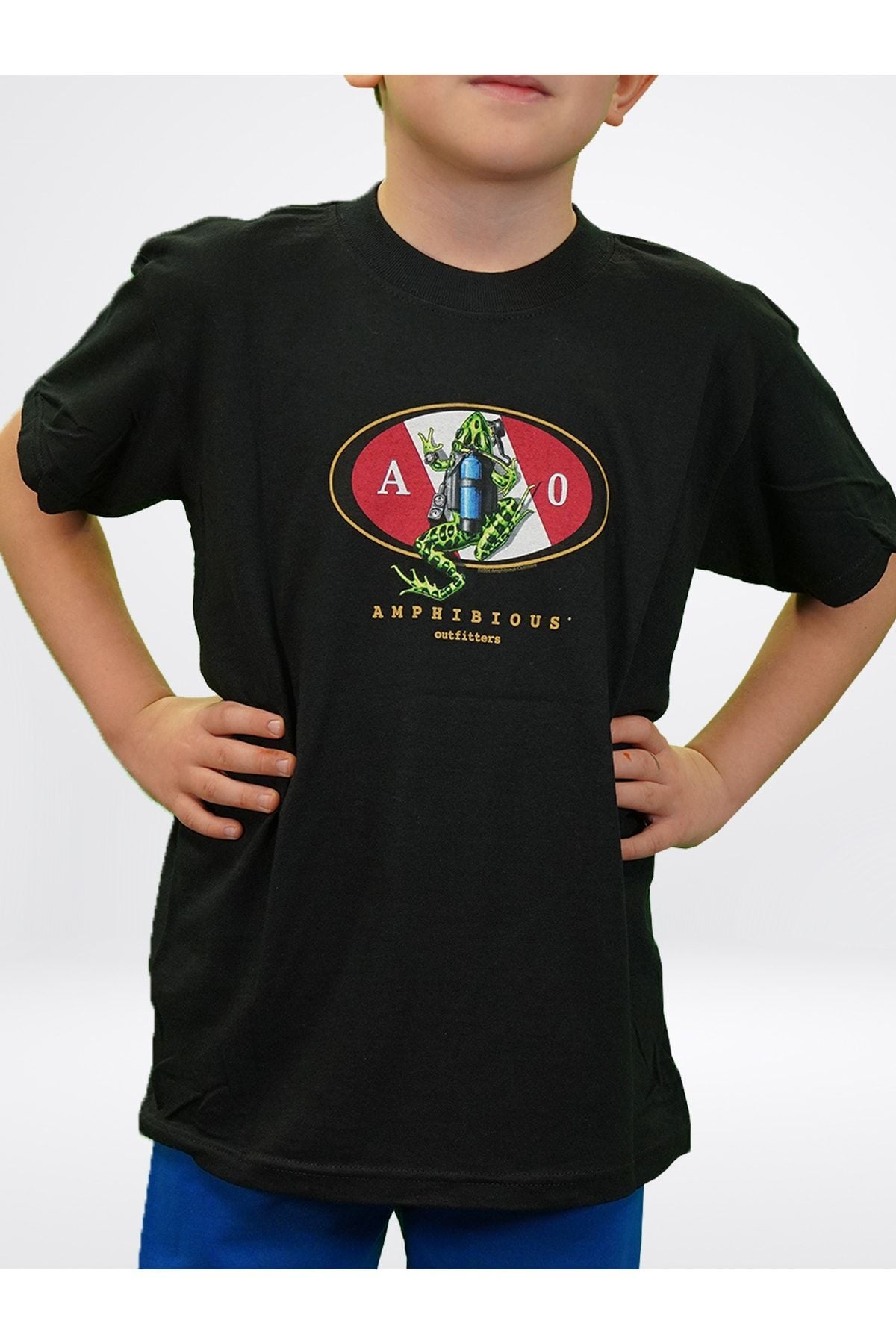 Frog Flag Black Çocuk T-shirt L - Siyah