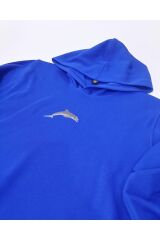 Yunus Balığı Nakışlı Kapüşonlu Sweatshirt 2XL - Mavi