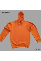 Vatoz Nakışlı Kapüşonlu Sweatshirt L - Turuncu