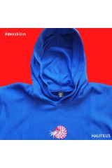 Nautilus Nakışlı Kapüşonlu Sweatshirt M - Mavi