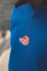Nautilus Nakışlı Kapüşonlu Sweatshirt L - Mavi