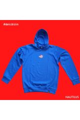 Nautilus Nakışlı Kapüşonlu Sweatshirt L - Mavi