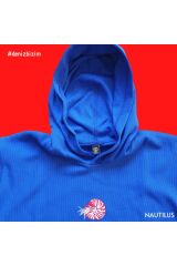 Nautilus Nakışlı Kapüşonlu Sweatshirt L - Mavi