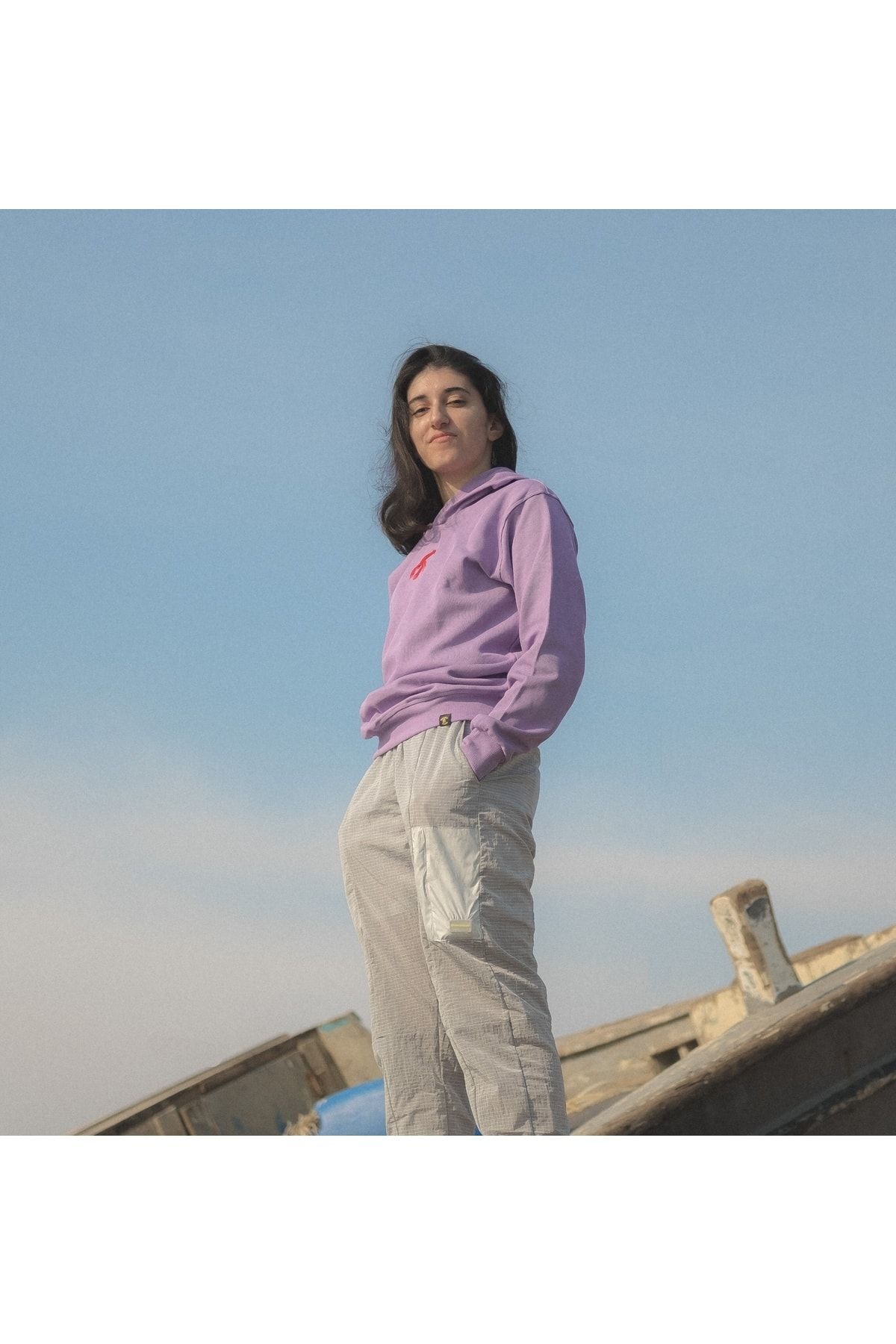 Istakoz Nakışlı Kapüşonlu Sweatshirt