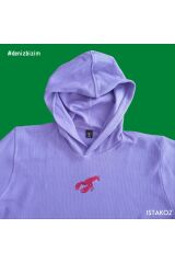 Istakoz Nakışlı Kapüşonlu Sweatshirt M - Lila