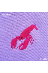 Istakoz Nakışlı Kapüşonlu Sweatshirt S - Lila