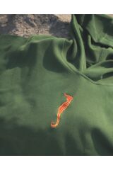 Denizatı Nakışlı Kapüşonlu Sweatshirt XL - Yeşil