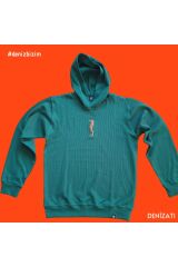 Denizatı Nakışlı Kapüşonlu Sweatshirt XL - Yeşil