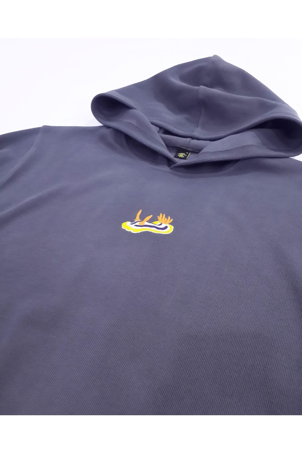 Deniz Tavşanı Nudibranch Nakışlı Kapüşonlu Sweatshirt S - Gri