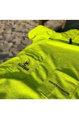 Fıstık Yeşili Cepli Kapşonlu Havlu Panço