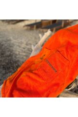 Turuncu Cepli Kapşonlu Havlu Panço