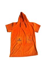 Turuncu Cepli Kapşonlu Havlu Panço