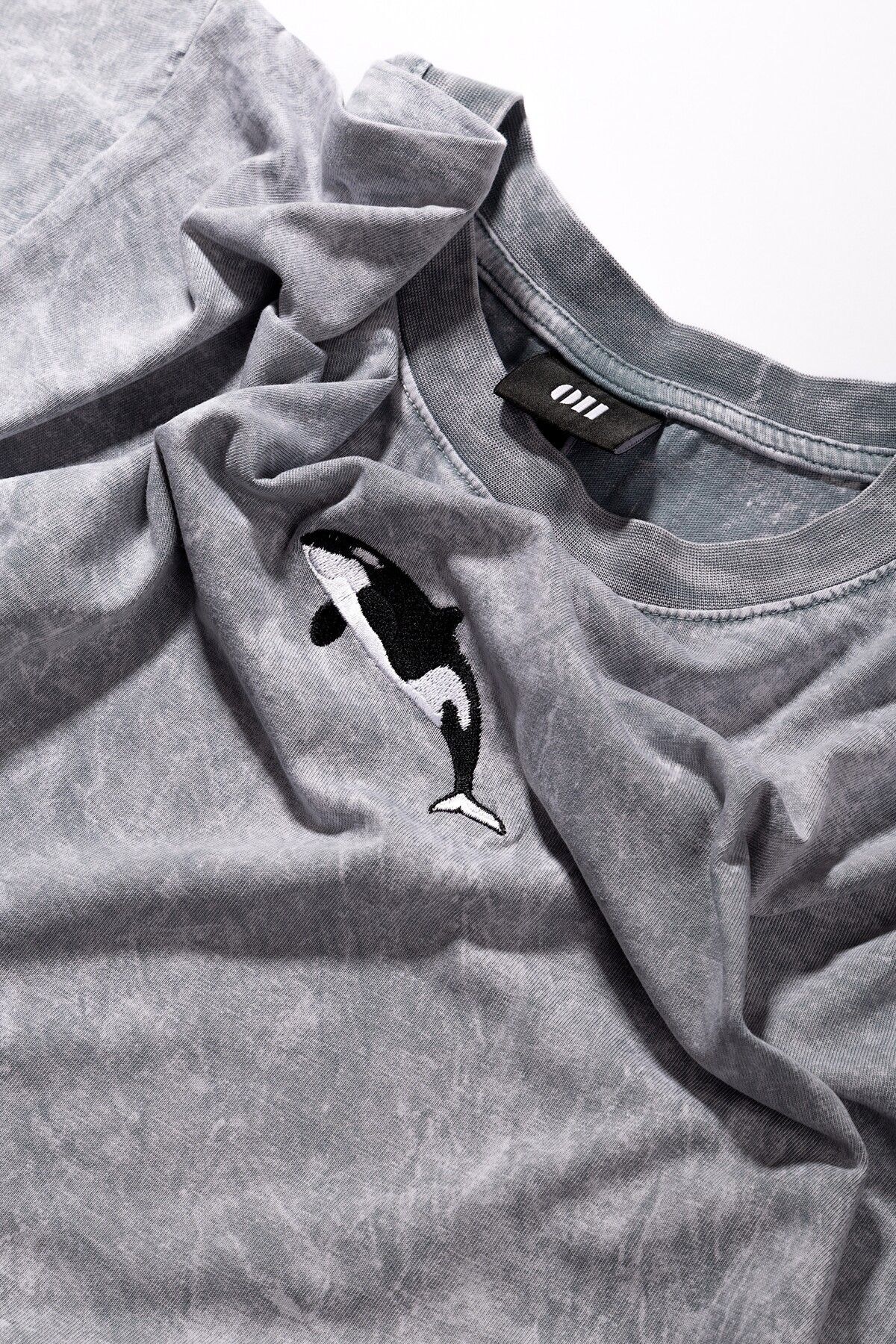 Orca Nakışlı Yıkamalı Oversize T-Shirt