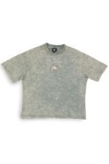 Kaplumbağa Nakışlı Yıkamalı Oversize T-Shirt