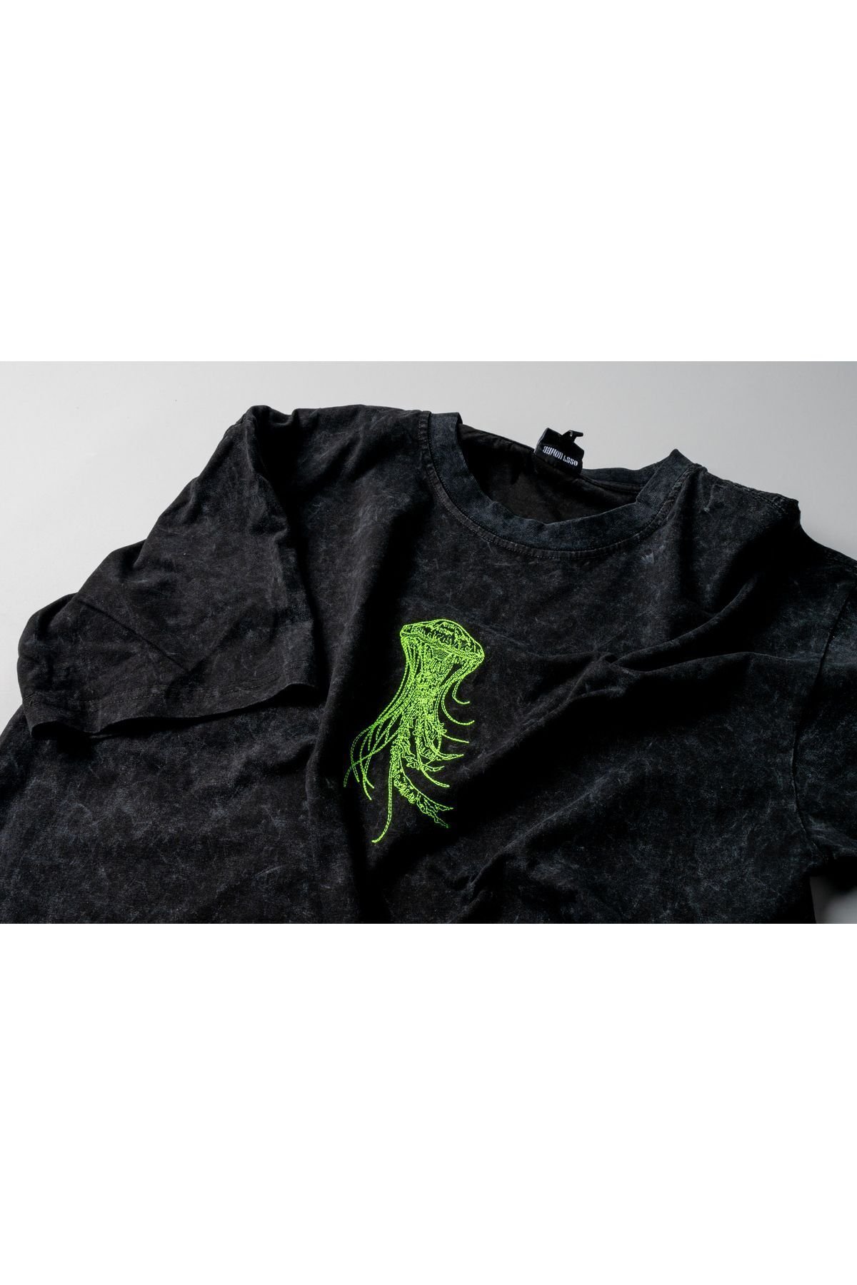 Jelly Fish Nakışlı Yıkamalı Oversize T-Shirt