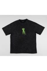 Jelly Fish Nakışlı Yıkamalı Oversize T-Shirt