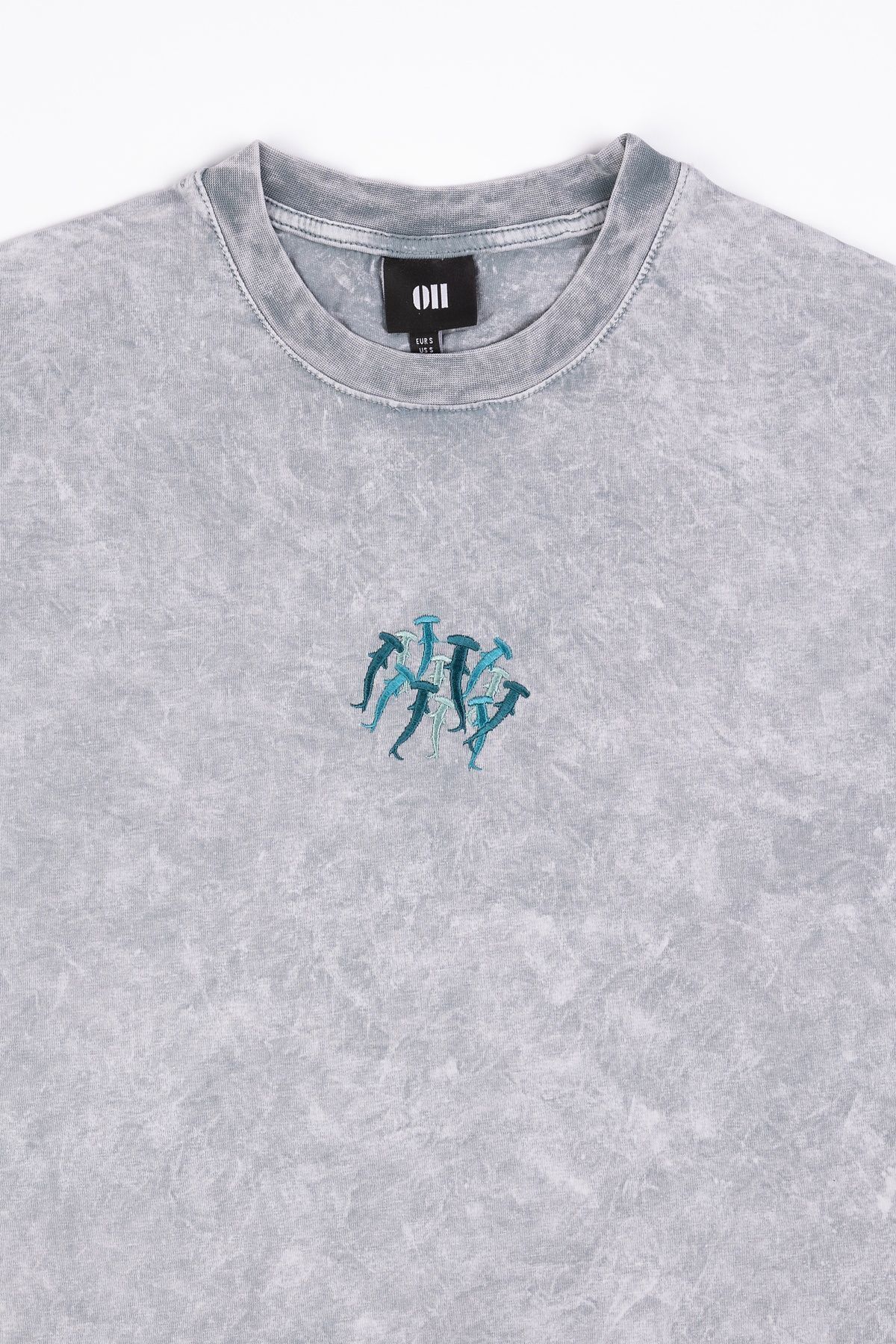 Hammerhead Nakışlı Yıkamalı Oversize T-Shirt XL - Gri