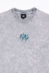 Hammerhead Nakışlı Yıkamalı Oversize T-Shirt M - Gri
