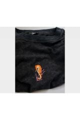 Denizatı Nakışlı Yıkamalı Oversize T-Shirt