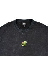 Crush Nakışlı Yıkamalı Oversize T-Shirt L - Siyah