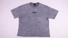 Kaplan Köpek Balığı Nakışlı Yıkamalı Oversize T-Shirt