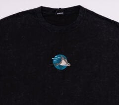 Vatoz Nakışlı Yıkamalı Oversize T-Shirt