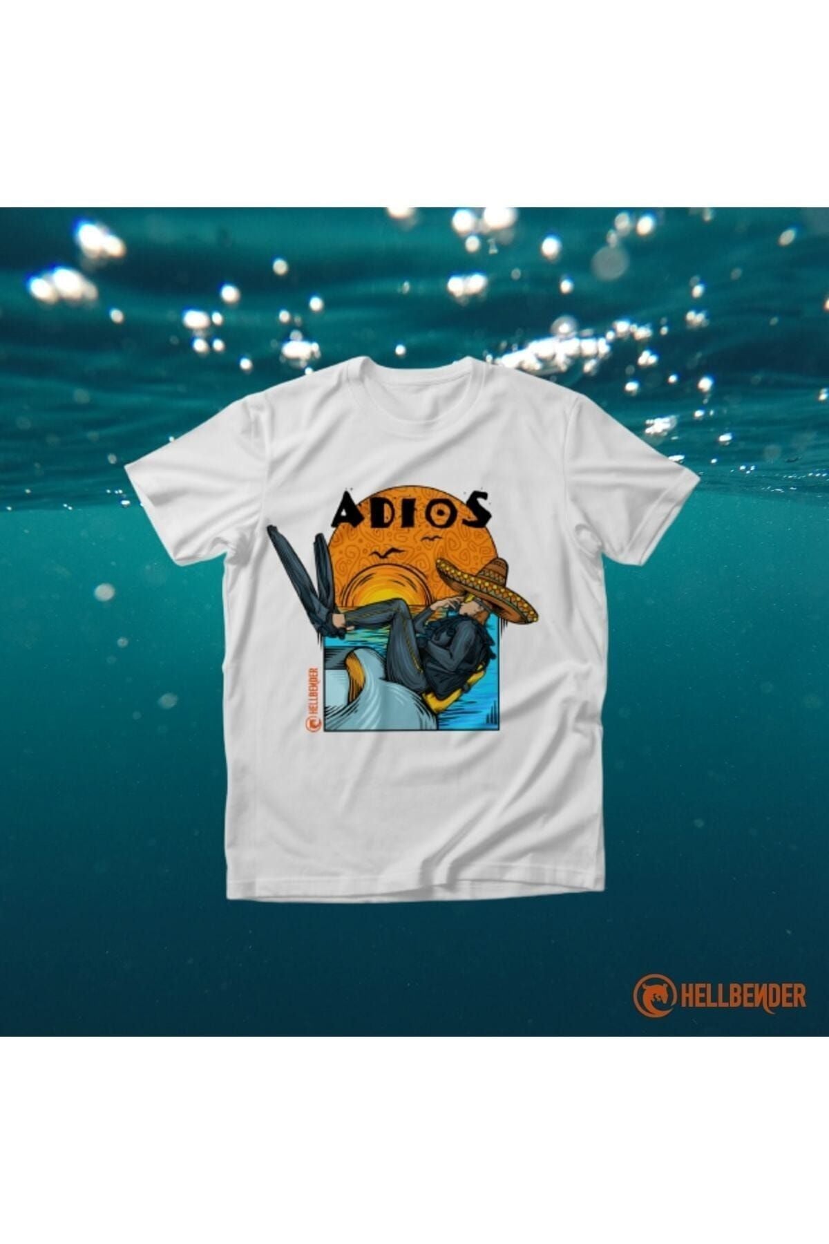 Adios Dalış Temalı T-Shirt L - Beyaz