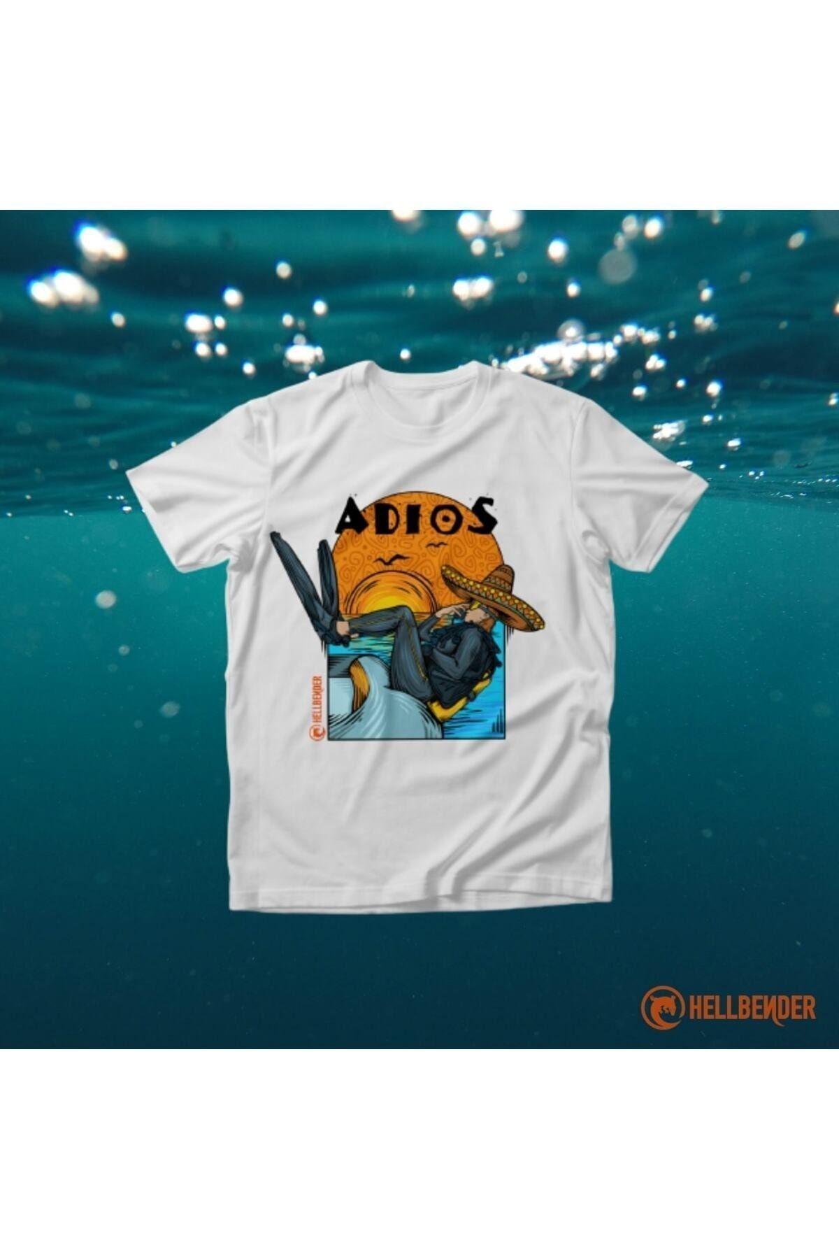 Adios Dalış Temalı T-Shirt M - Beyaz