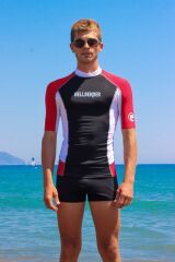 Kırmızı Kısa Kollu Uva b Korumalı Rashguard Mayo Erkek